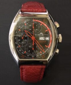 Reloj Van Der Bauwede de caballero, acero con pulsera de piel roja, automáticoo