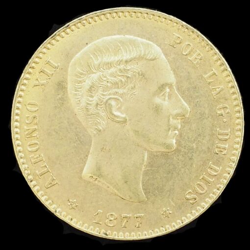 Moneda de oro de 25 Pesetas. Año 1877.