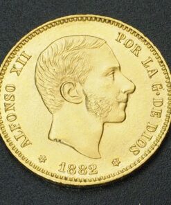 Moneda de Alfonso XII de 25 Pesetas. Año 1882. Oro.