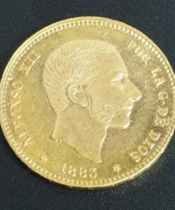 Moneda de 25 Pesetas de Alfonso XII. Año 1883. Oro.