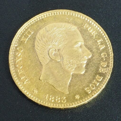Moneda de 25 Pesetas de Alfonso XII. Año 1883. Oro.