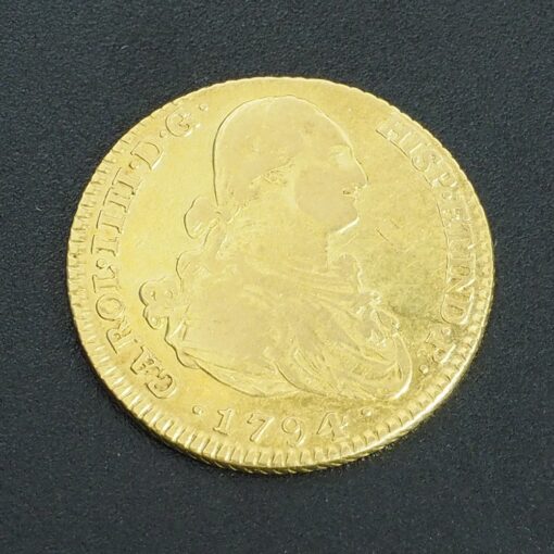 Moneda de 2 Escudos de Carlos IV. Año 1794-M. Oro.