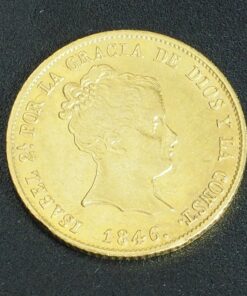 Moneda de 80 Reales de Isabel II. Año 1846. Sevilla. Oro.