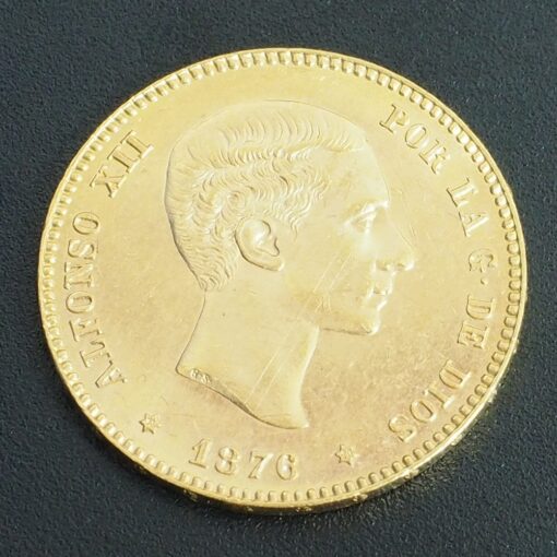 Moneda de 25 Pesetas de Alfonso XII. Año 1876. Oro.