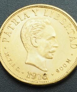 Moneda de 10 Pesos de Cuba. Año 1916. Oro.