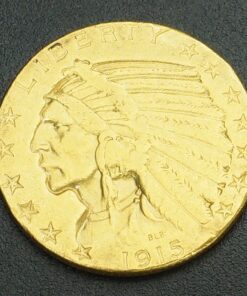 Moneda de 5 Dólares Indio. Año 1915. Oro.