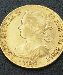 Moneda de Isabel II de 100 Reales. Año 1867. Barcelona. Oro.