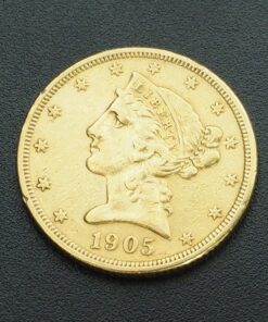 Moneda de 5 Dólares. Año 1905. Oro.