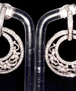 Pendientes de aro con brillantes 0,95 ctes., montados en oro blanco de 18 Ktes.