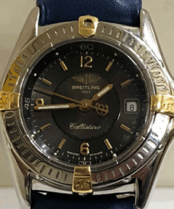 Reloj Breitling Callistino 1884, de señora, en acero y oro, con pulsera de piel azul, movimiento de cuarzo.
