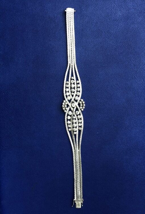 Pulsera articulada oro blanco con brillantes montada en oro blanco de ley 18kts - Imagen 2