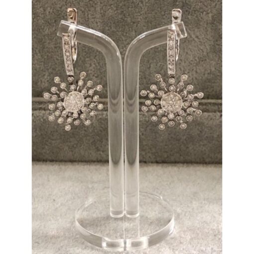 Pendientes  largos oro blanco  con brillantes