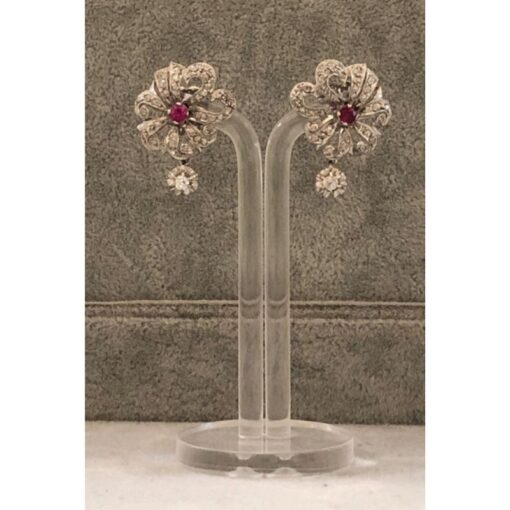 Pendientes de oro blanco con turmalina y diamantes
