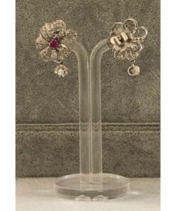 Alternative view of Pendientes de oro blanco con turmalina y diamantes