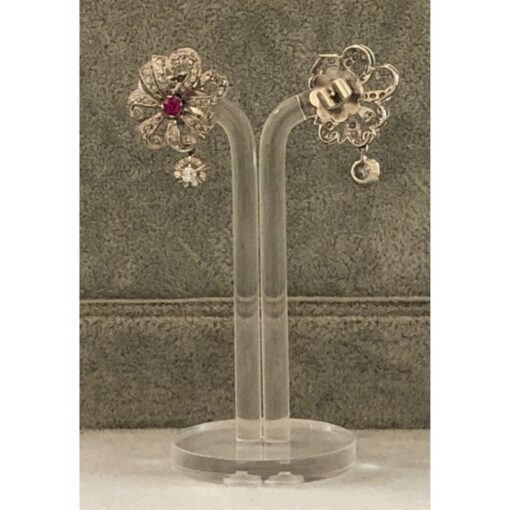 Pendientes de oro blanco con turmalina y diamantes - Imagen 2