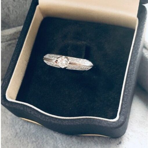 Sortija oro blanco con brillantes - Imagen 2