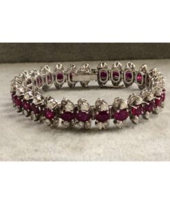 Pulsera oro blanco con rubíes y brillantes
