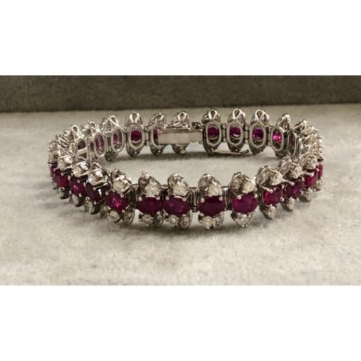 Pulsera oro blanco con rubíes y brillantes
