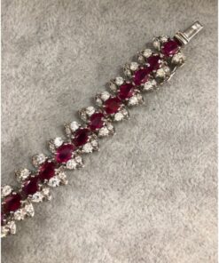 Alternative view of Pulsera oro blanco con rubíes y brillantes