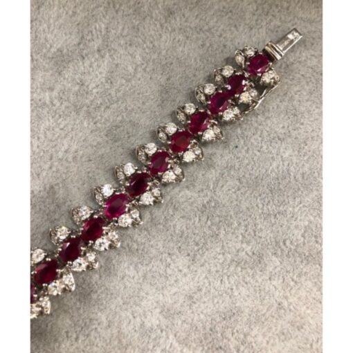 Pulsera oro blanco con rubíes y brillantes - Imagen 2