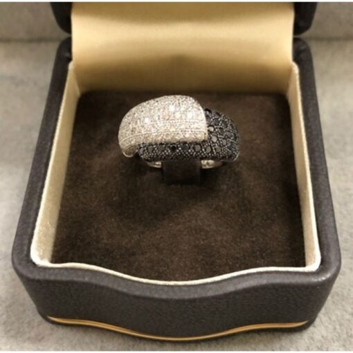 Sortija oro blanco con pavé de brillantes