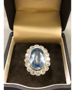 Sortija con piedra central turmalina azul