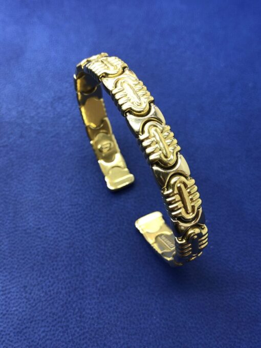 Pulsera eslabones de reloj de arena montada en oro amarillo de ley 18kts - Imagen 2