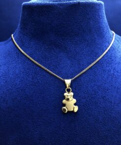 cadena con colgante oso  montado en oro amarillo de ley 18kts