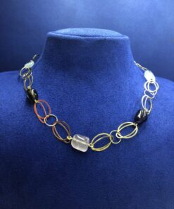 Collar con piedras energéticas  montado en oro amarillo de ley 18kts