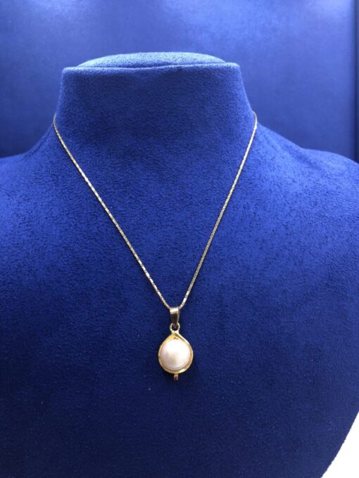 Cadena con colgante  de diamante montado en oro amarillo de ley 18kts - Imagen 2
