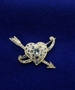Broches corazón forma cupido con diamantes 2,5 cts montado en oro amarillo de ley 18kts