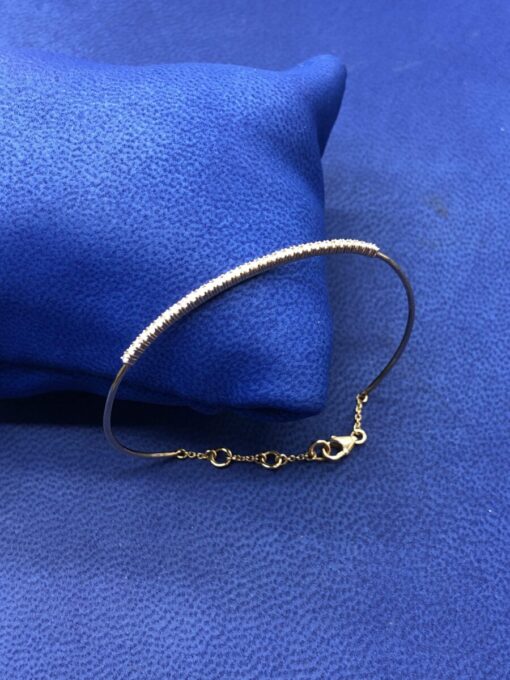 Pulsera  caña con brillantes ,030 cts montado en oro amarillo de ley 18kts - Imagen 2