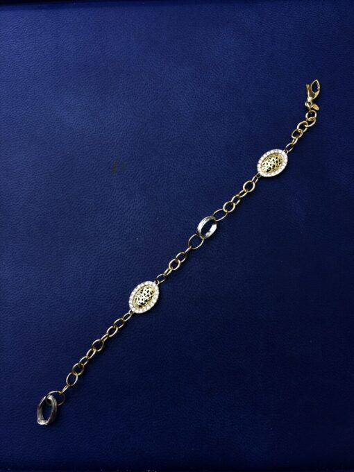 Pulsera con circonitas montada en oro bicolor de ley 18 kts - Imagen 2