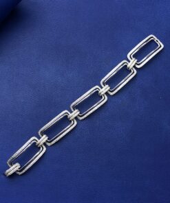 Alternative view of Pulsera con eslabones rectangulares de brillantes 5,25cts montado en oro blanco de ley 18kts