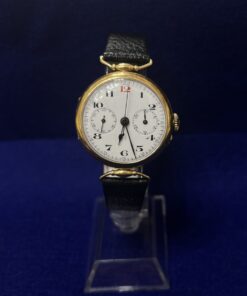RELOJ NATIONAL WATCH VINTAGE MONTADO EN ORO DE LEY 18KTS. CON CORREA DE PIEL