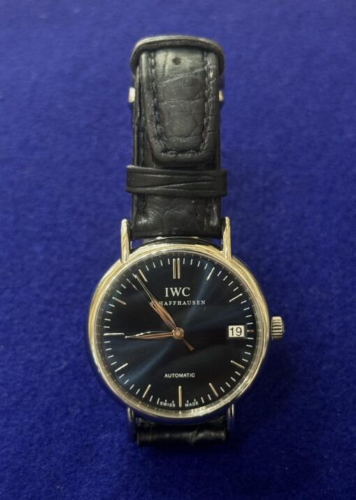RELOJ IWC AUTOMÁTICO CON CORREA DE PIEL. MONTADO EN ORO BLANCO DE LEY 18KTS.
