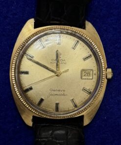 RELOJ OMEGA AUTOMÁTICO AÑOS 70. DE ORO 18KTS Y PULSERA DE PIEL.