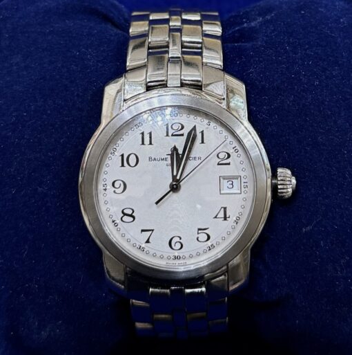 RELOJ BAUME & MERCIER GENEVE. ESFERA BLANCA, DE CUARZO Y ACERO. REF:MV045214