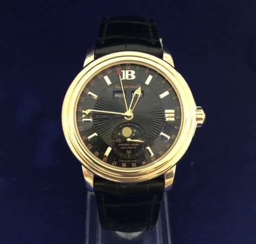 Reloj BlancPain oro rosa 18 kts con pulsera de piel y cierre oculto deployant automático