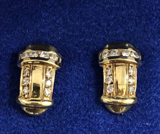 Pendientes de oro amarillo de ley 18 kts con brillantes en carré 0,20 cts