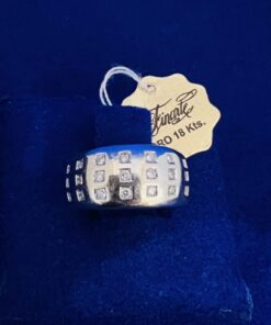 Sortija cuajada brillantes auténticos montada en oro blanco de ley 18 kts