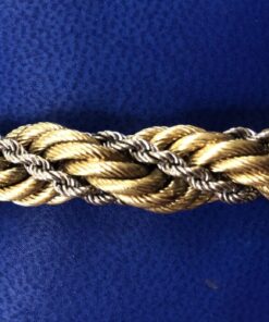 Brazalete de cordón salomónico bicolor en oro de ley 18 kts.