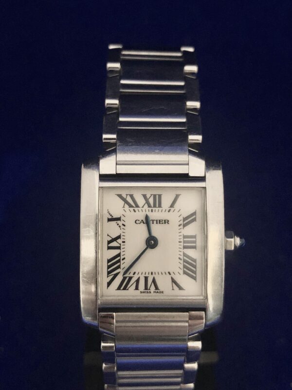 Reloj de dama Cartier Tank Française 20x25mm. Ref.: 2384, en acero con movimiento de cuarzo, año ca. 1995.