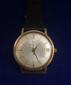 Reloj ETERNAMATIC 3000 con ajuste de fecha, automático, con caja de oro de ley 18 kts y pulsera de piel marrón.