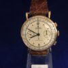 Rolex Chronographe Antimagnetique de caballero, mecanismo de cuerda, año ca. 1955, en oro de ley 18 kts y pulsera de piel.