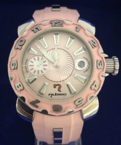 RELOJ NUBEO MEDUSSE-36 AUTOMÁTICO. DE DAMA, EN ACERO Y PULSERA DE CAUCHO ROSA. REF: NBO-MDSS-1452.
