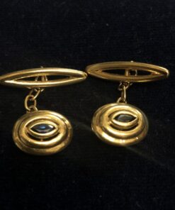 Gemelos con zafiros talla marquesa en oro amarillo de ley 18 kts.