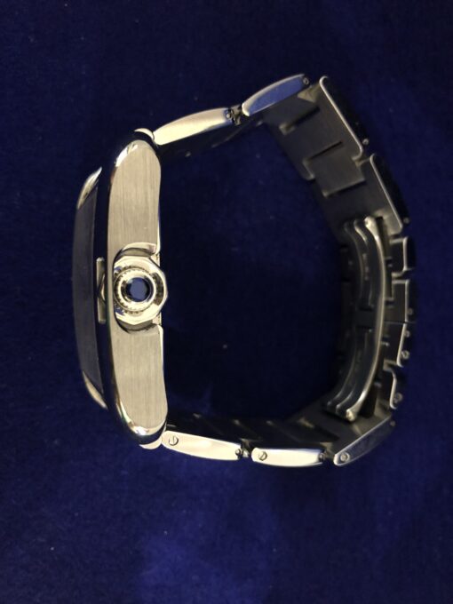 Reloj Cartier de caballero modelo Tank Anglaise XL, en acero inoxidable, con esfera plateada guilloché y corona con zafiro. - Imagen 3