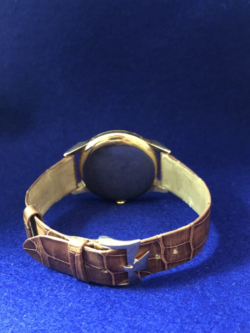 Reloj de caballero Vacheron Constantin con cronógrafo, mecanismo de cuerda manual, con pulsera marrón de piel genuina, caja y hebilla original en oro de ley 18 kts. - Imagen 2