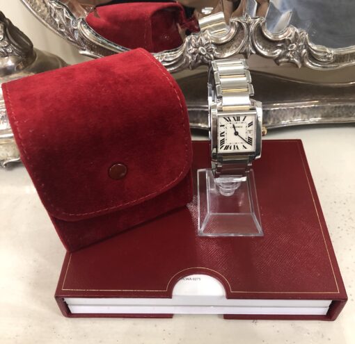 Reloj Cartier Tank Française de señora, Ref.: 2465, en acero y oro, con fecha a las III, 25 x 30mm, mecanismo de cuarzo, año 2006. - Imagen 2